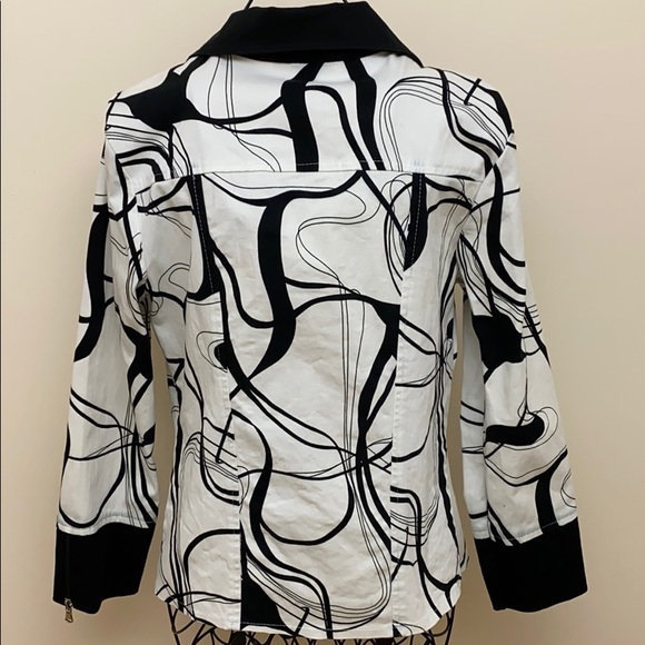 Black White Stretchy Jacket Paris Size 8 - Picture 2 of 8